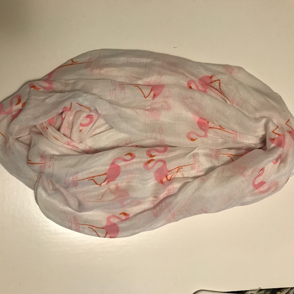 Gauzzy flamingo infinity scarf